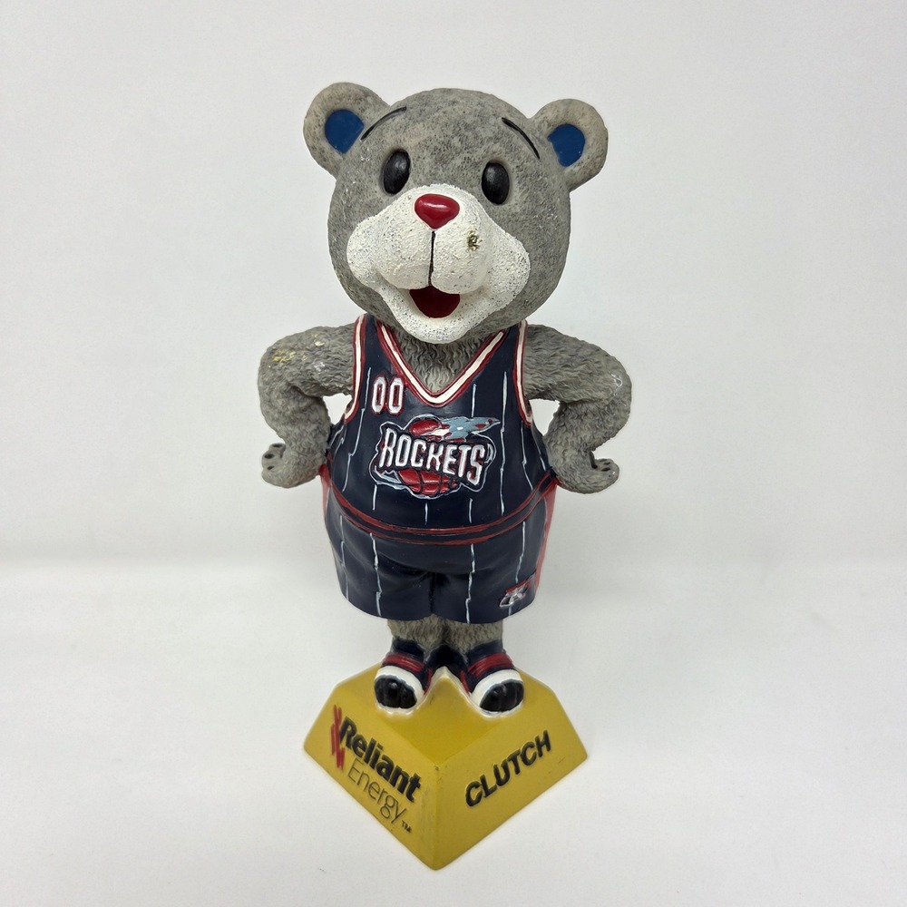 NBA‎ Houston Rockets Clutch the Bear Bobblehead Mascot 2001-2002 Navy Pinstripe